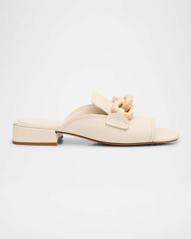 Enna Leather Chain Loafer Mules